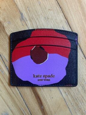 Kate Spade Floral Card Holder Genuine Leather Wallet NWOT